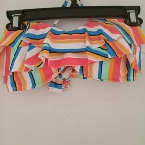 Hanna Anderson Tiered Ruffled Multicolor Striped Bikini Top Festival Swim Wear
